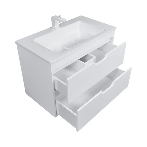 Тумба под раковину для ванной подвесная Uperwood Modul 75х44,4х55 см, белая матовая #3