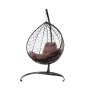 Комплект подвесное кресло Капля с ротангом коричневое, коричневая подушка