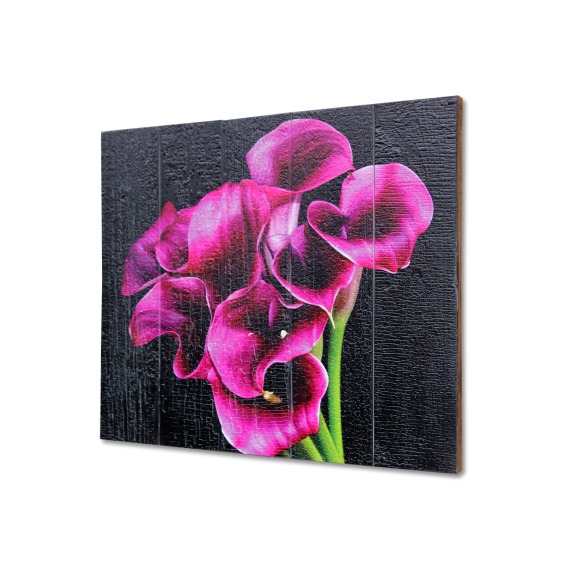 Картина "Фиолетовые каллы на черном фоне" 60х40 см #2