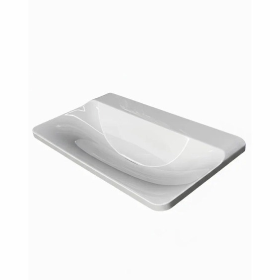 Раковина для ванной полувстраиваемая Uperwood Ocean 80 см, без отверстия под смеситель, белая глянцевая #7