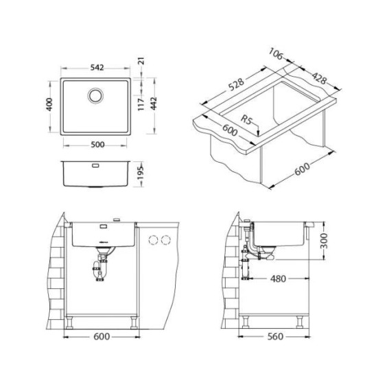 Alveus Kombino 50 KMB 90 FI 542X442 F/S кухонная мойка #3