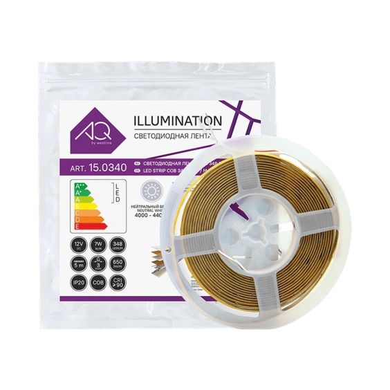 Лента светодиодная AQ Led-Line COB, 348 LED 12V 7W/м 3 мм IP20 Нейтральный белый (4000-4400 К), 5 м #4