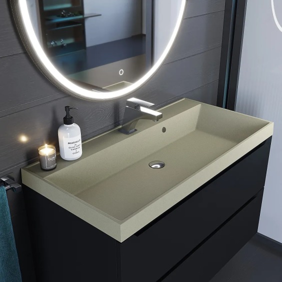 Раковина для ванной кварцевая Uperwood Classic Quartz 90х45х15 см, бежевая матовая, десерт #6