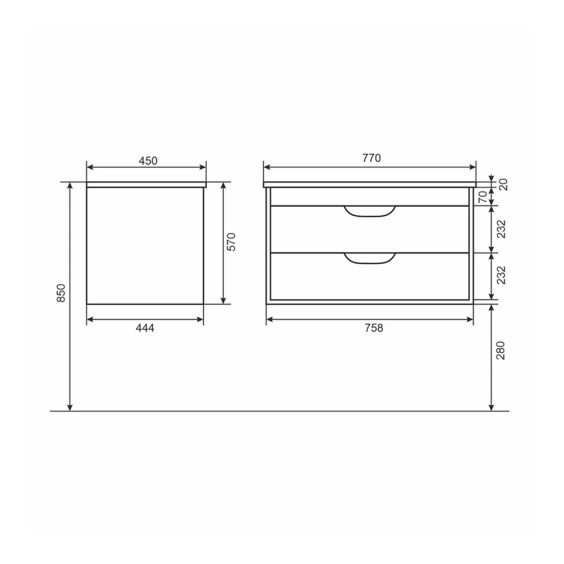 Тумба с раковиной для ванной подвесная Uperwood Modul 77х45х57 см, белая/графит #4