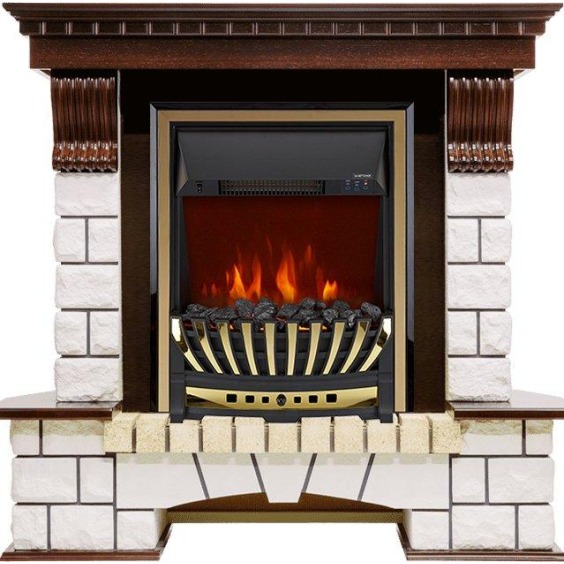 Каминокомплект Pierre Luxe угловой - Темный дуб / Белый с очагом Aspen Gold #1 Каминокомплект Pierre Luxe угловой - Темный дуб / Белый с очагом Aspen Gold #1