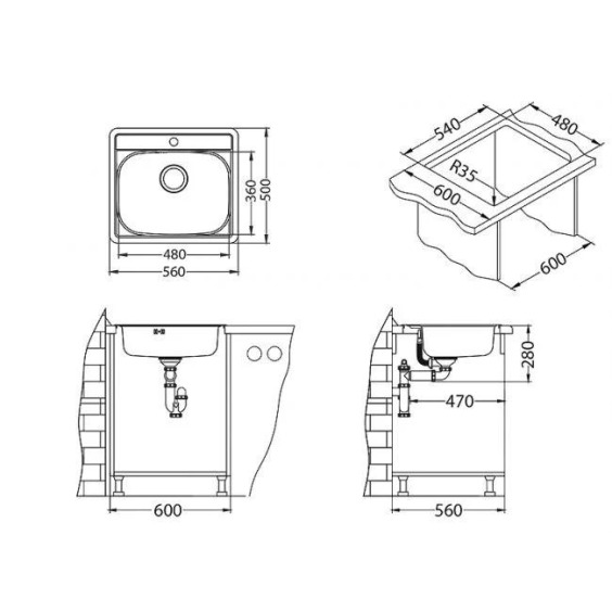 Alveus More 10 FS NAT-90 560X500 1X кухонная мойка #3