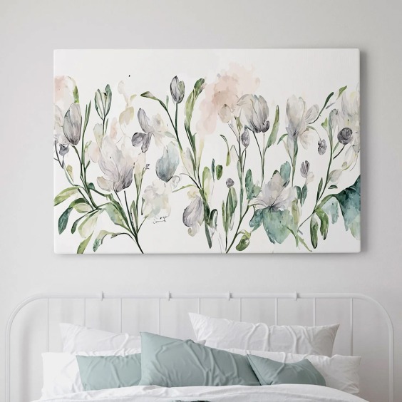 Интерьерная картина "Акварельная флора" на холсте, большая, размер 40х60 см #6