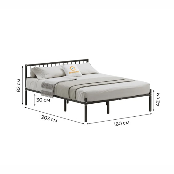 Комплект кровать Металика Б160Х200+В3 Цвет Черный #1