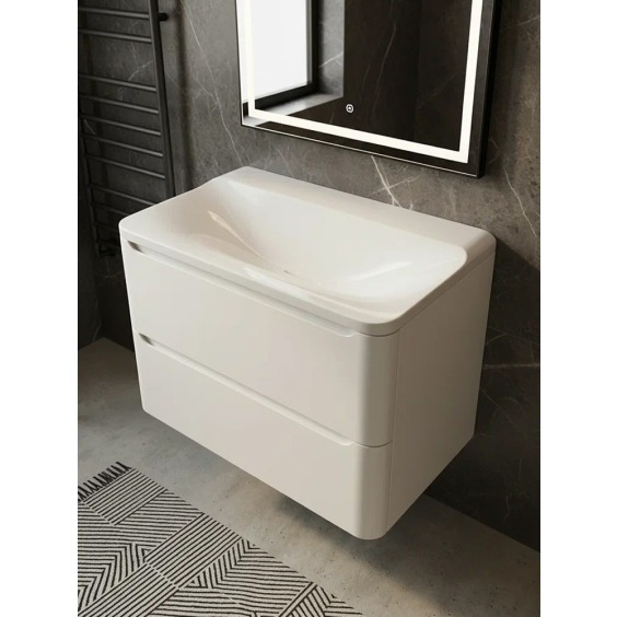 Раковина для ванной полувстраиваемая Uperwood Ocean 80 см, без отверстия под смеситель, белая глянцевая #3