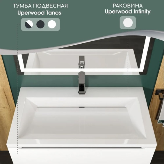 Раковина для ванной 80х45см Uperwood Infinity, белая глянцевая #5