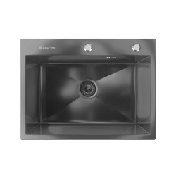 Мойка для кухни врезная стальная Ulgran Steel 50*45 см, черная брашированная сталь