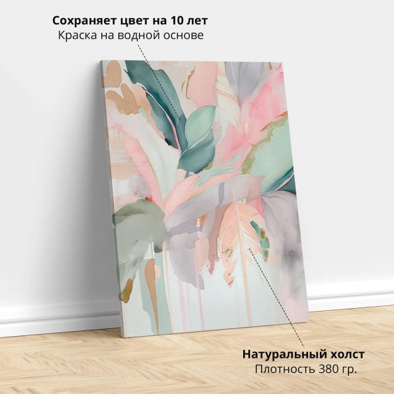 Картина на стену большая на холсте интерьерная "Абстракция перья", 90х60 см #2