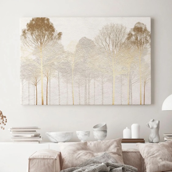 Картина на стену большая на холсте интерьерная “Золотой Лес”, 60х90 см #1