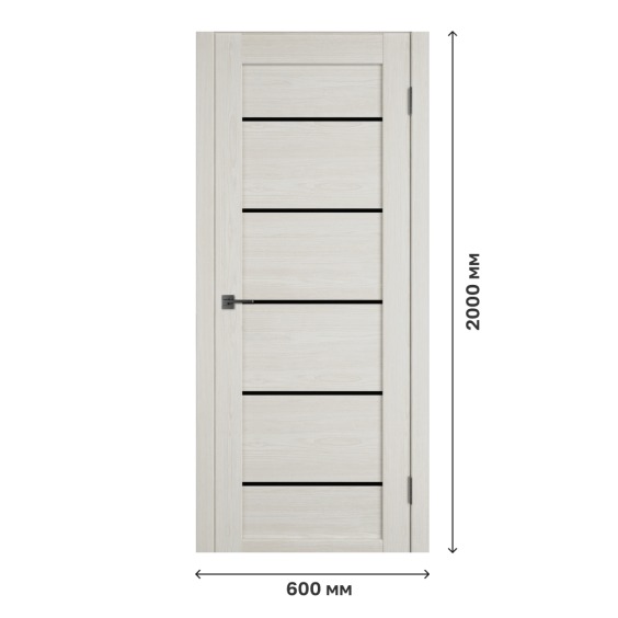 Дверное полотно Atum Pro 27 Artick Oak со стеклом Black Gloss, 600х2000 мм #1