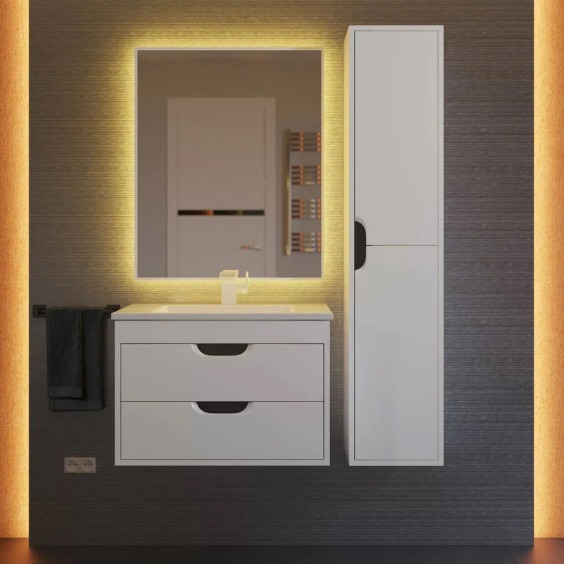 Тумба под раковину для ванной подвесная Uperwood Modul 61х44,4х55 см, белая/графит #7