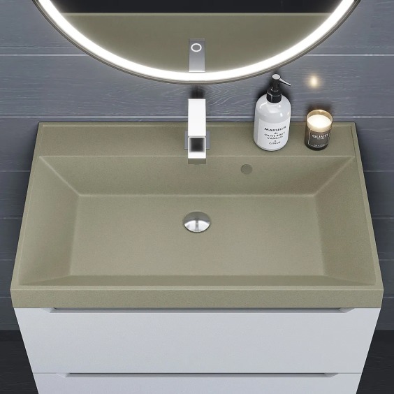 Раковина для ванной кварцевая Uperwood Classic Quartz 70х45х15 см, бежевая матовая, десерт #6