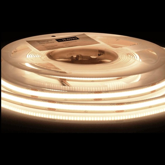 Лента светодиодная AQ Led-Line COB, 480 LED/м 24V 14W/м 8 мм IP20 Теплый белый 2800-3200 К, 5 м (15.0033) #2