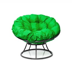 Комплект кресло Папасан без ротанга серое, зеленая подушка