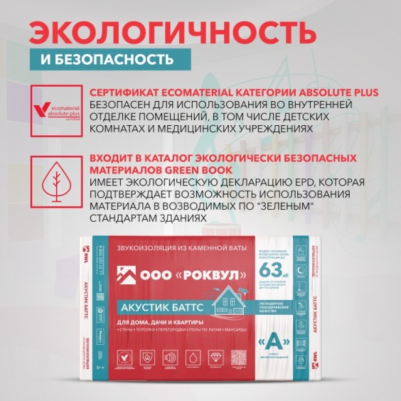 Утеплитель Rockwool Акустик Баттс 1000х600х100 мм, 5 шт. уп #6