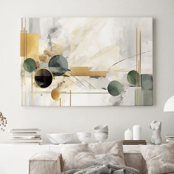 Интерьерная картина "Геометрии в бежевом" на холсте, большая, размер 50х80 см #1 Интерьерная картина "Геометрии в бежевом" на холсте, большая, размер 50х80 см #1