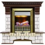 Каминокомплект Pierre Luxe - Темный дуб / Белый (Высота 1020мм) с очагом Danville Antique Brass FB2