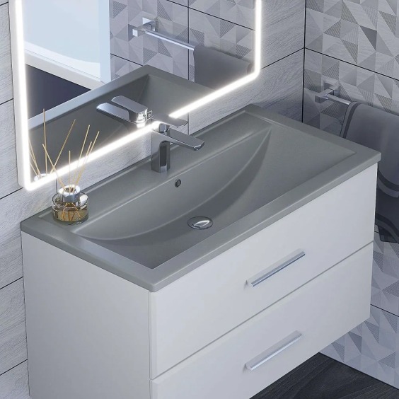 Раковина для ванной кварцевая Uperwood Foster Quartz 80х45,5х17,5 см, серая матовая, бетон #4
