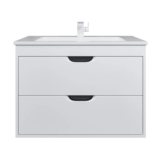 Тумба с раковиной для ванной подвесная Uperwood Modul 77х45х57 см, белая/графит #1