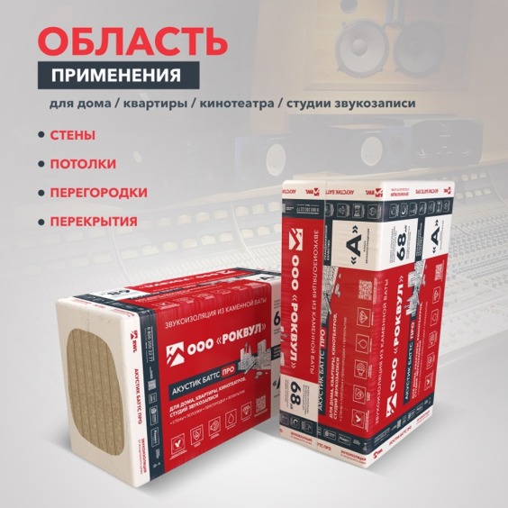 Утеплитель Rockwool Акустик Баттс Pro 1000х600х50 мм, 8 шт. уп #5