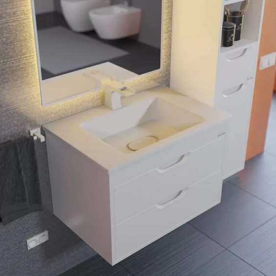 Тумба под раковину для ванной подвесная Uperwood Modul 61х44,4х55 см, белая матовая #12