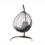 Комплект подвесное кресло Капля с ротангом коричневое, серая подушка