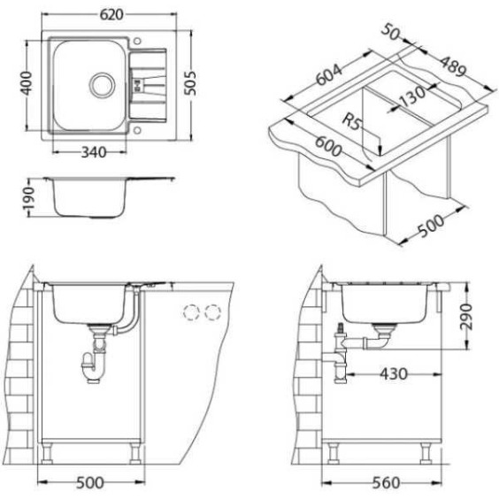 Alveus Line Maxim 60 FS SAT-90 615 X 505 LUX кухонная мойка #3