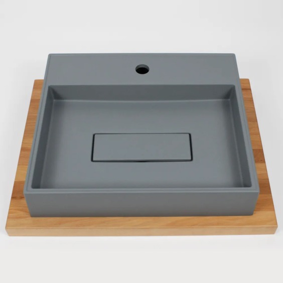 Раковина для ванной накладная 50 см, Uperwood Tanos Quartz, прямоугольная, серая, "бетон" #10
