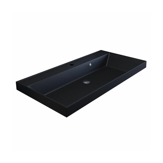 Раковина для ванной кварцевая Uperwood Classic Quartz 90х45х15 см, черная матовая, космос #2