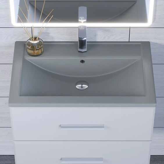 Раковина для ванной кварцевая Uperwood Foster Quartz 70х45,5х17,5 см, серая матовая, бетон #4
