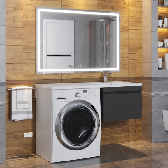 Тумба под стиральную машину подвесная Uperwood Magenta 45х50х55 см, черная, выдвижной ящик #5
