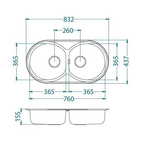 Alveus Form 50 LEI-90 832X437 2X кухонная мойка #3