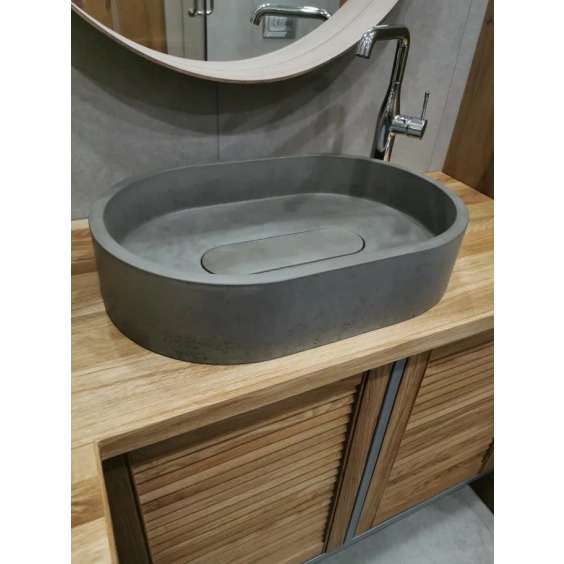 Раковина накладная бетонная Uperwood London 60х40х15 см, овальная, графит #3