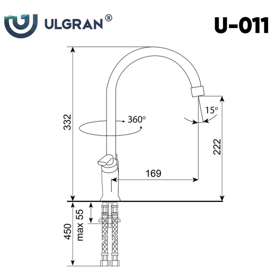 Смеситель для кухни Ulgran U-011-309, цвет темно-серый #2