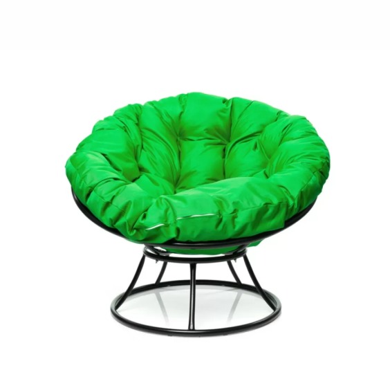 Комплект кресло Папасан без ротанга черное, зеленая подушка #1