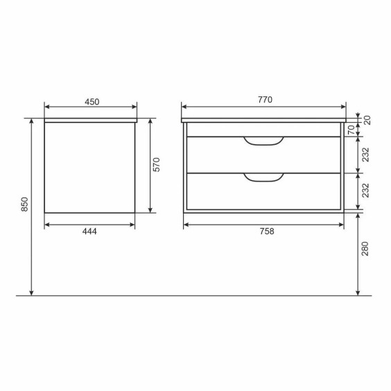 Тумба под раковину для ванной подвесная Uperwood Modul 75х44,4х55 см, белая матовая #13