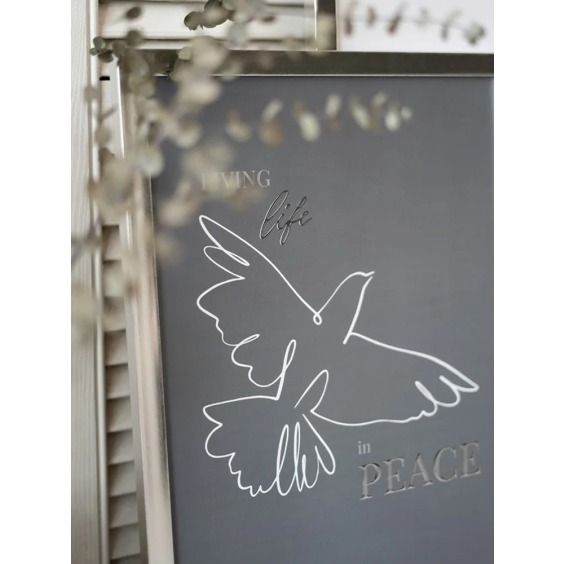 Постер с объемным серебром "Life & Peace" в идеальной серебряной раме, 30х40 см #2