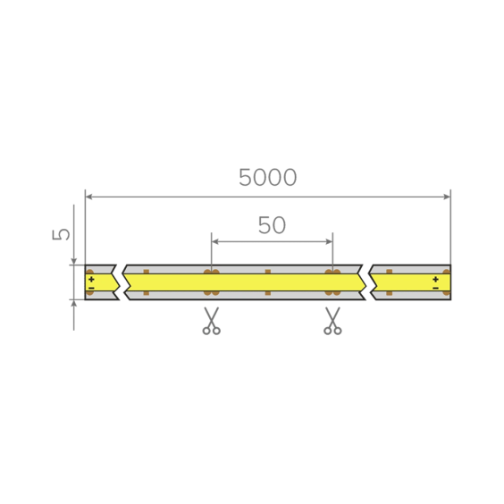 Лента светодиодная AQ Led-Line COB, 480 LED/м 24V 9,6W/м 5 мм IP20 Теплый белый (2800-3200 К), 5 м #4