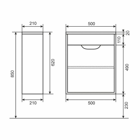 Тумба под раковину для ванной подвесная Uperwood Modul 50х21х60 см, белая матовая #13