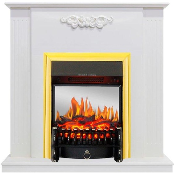 Каминокомплект Lumsden - Белый дуб с очагом Fobos FX M Brass #1