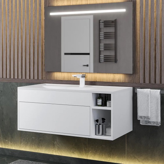 Тумба под раковину для ванной подвесная Uperwood Lotus Premium 100х50х42 см, белая #9