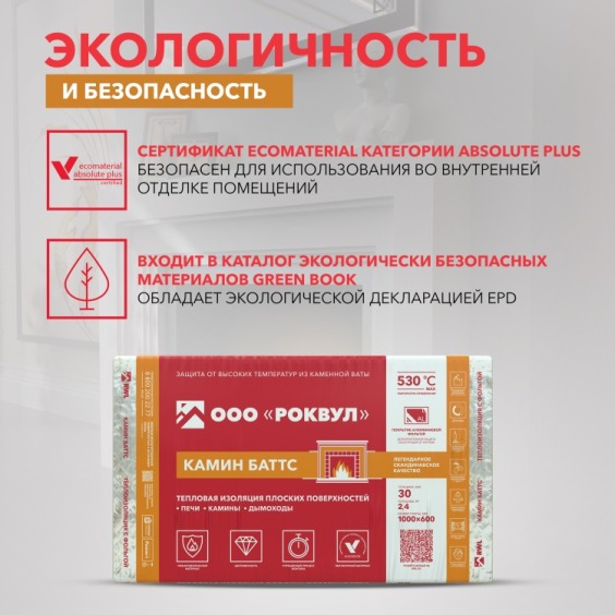 Утеплитель Rockwool Камин Баттс 1000х600х30 мм, 4 шт. уп #8