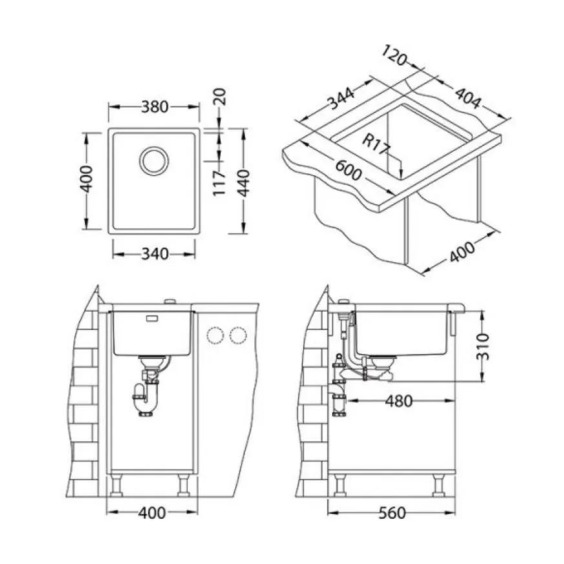 Alveus Kombino 20 SAT-90 340X400X200 кухонная мойка #3