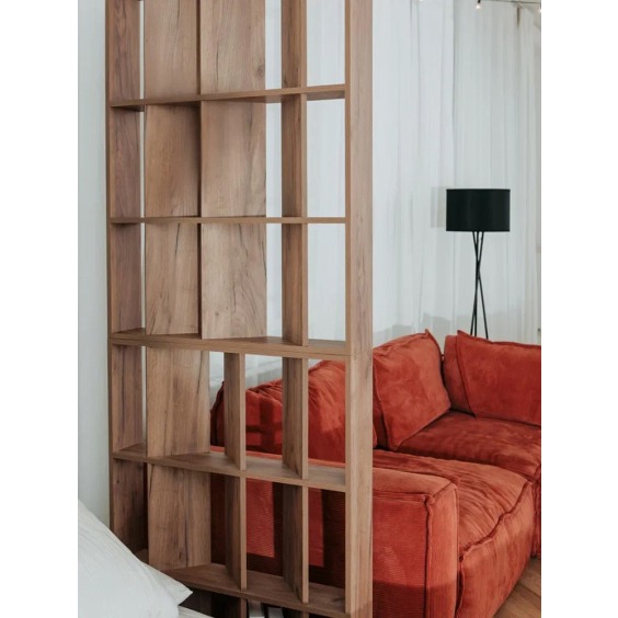 Узкий стеллаж стенки под 45 градусов мини, 800х1054х150 мм, Дуб крафт табак #12