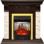 Каминокомплект Luxemburg (каменный) - Сланец/Темный дуб с очагом Majestic FX M Brass