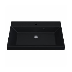 Раковина для ванной кварцевая Uperwood Classic Quartz 70х45х15 см, черная матовая, уголь